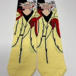 New Cruella de Vil 101 Dalmations Disney Villain Crew Socks